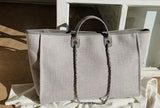 Canvas beach tote with chain