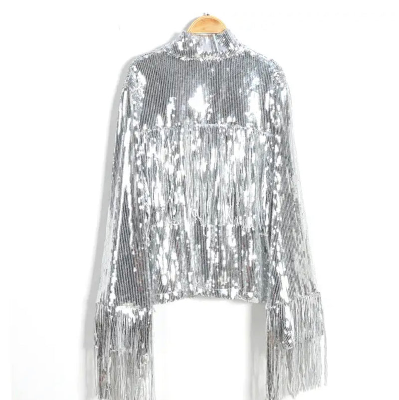 silver Sequin Tassel Jacket