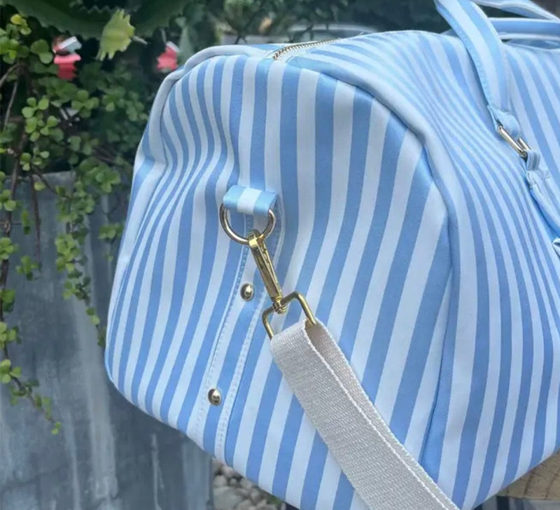 Personalized stripe duffle bag