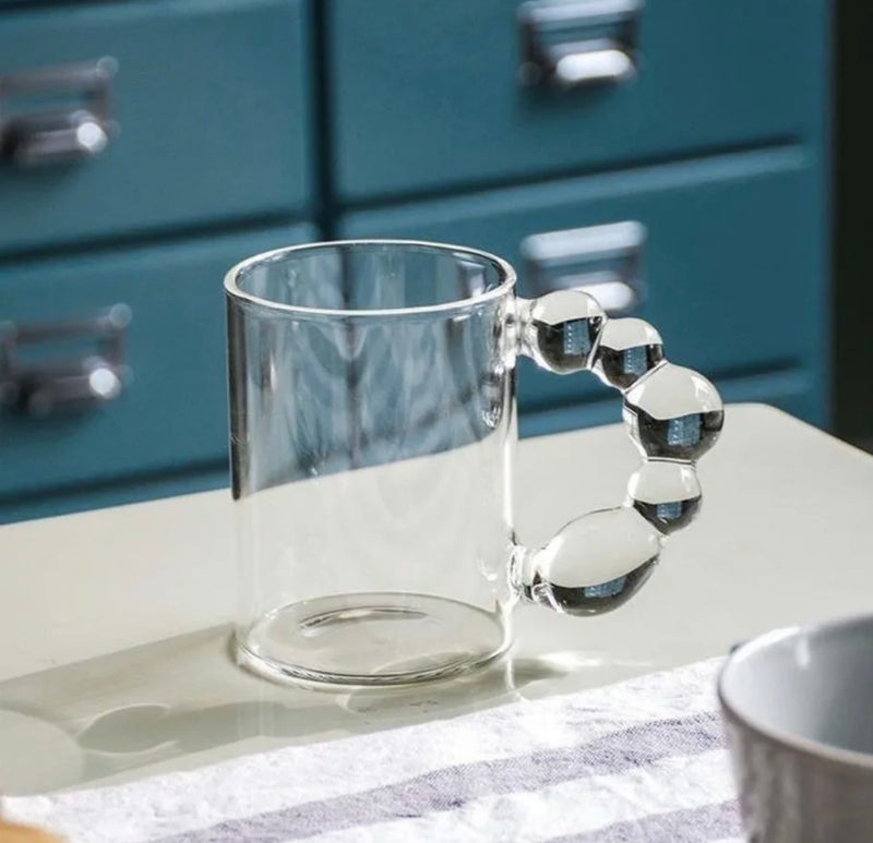 clear mug with unique handle