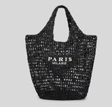 black Paris Milano Straw Beach Bag