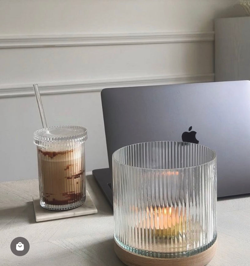 Iced coffee glass with lid and straw - THE GIFTED SISTERS