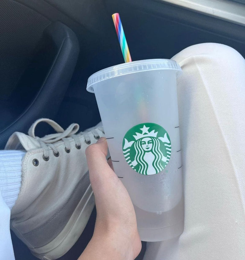 Starbucks clear cooling cup with straw and lid