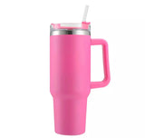 Coffee Thermos Cup with Reusable Straw and Handle