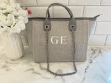 Canvas Tote Bag with Chain- Grey