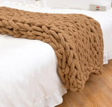 Brown Large Knitted Chenille Throw Blanket