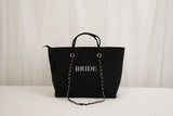 black Bride Tote Bag with Chain