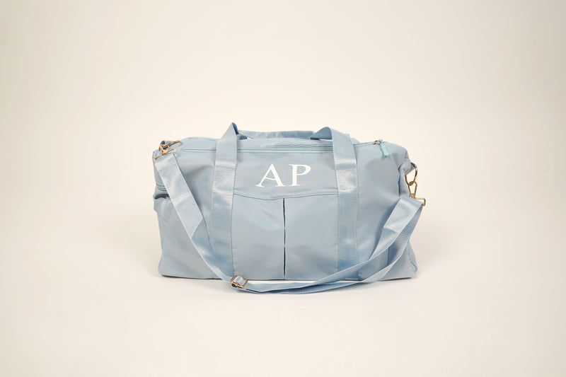 Personalized baby blue duffle bag